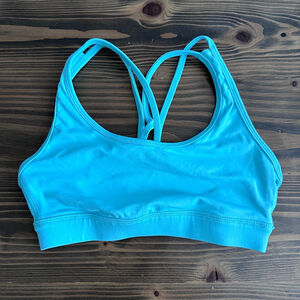 P'tula Sports Bra Womens XS Blue Strappy Back Criss Cross Athletic